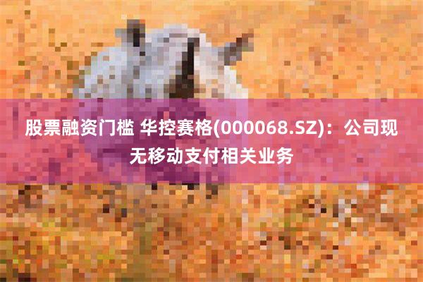 股票融资门槛 华控赛格(000068.SZ)：公司现无移动支付相关业务