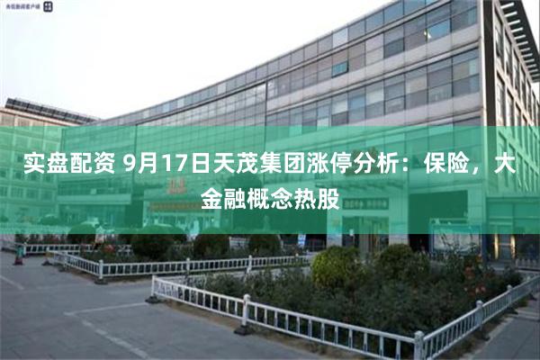 实盘配资 9月17日天茂集团涨停分析：保险，大金融概念热股