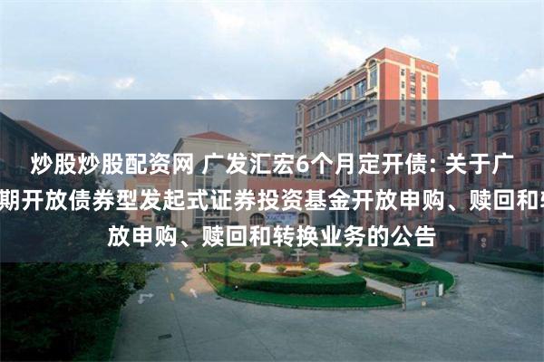 炒股炒股配资网 广发汇宏6个月定开债: 关于广发汇宏6个月定期开放债券型发起式证券投资基金开放申购、赎回和转换业务的公告